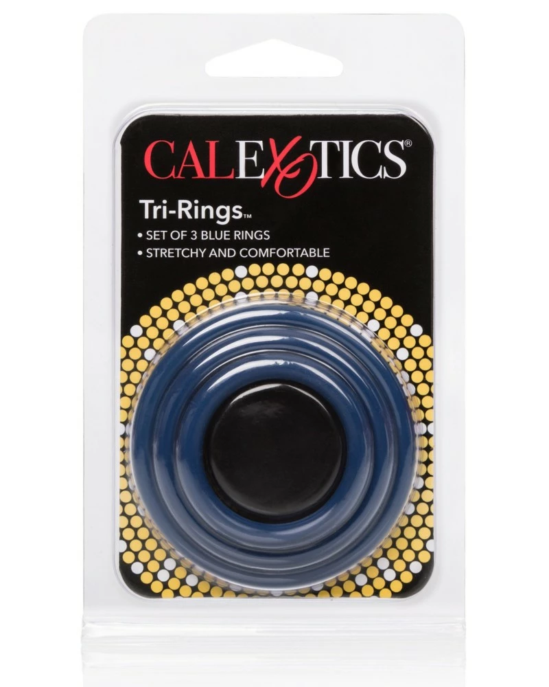 CalExotics Cockrings Tri-Rings Bleus 4 CalExotics Cockrings Tri-Rings Bleus – Image 2