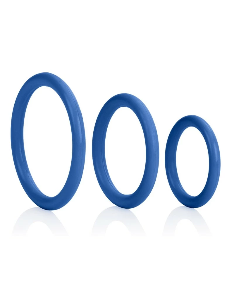 CalExotics Cockrings Tri-Rings Bleus 6 CalExotics Cockrings Tri-Rings Bleus – Image 4