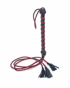 Devil Stick Fouet Triple Lanières 50cm Noir-Rouge