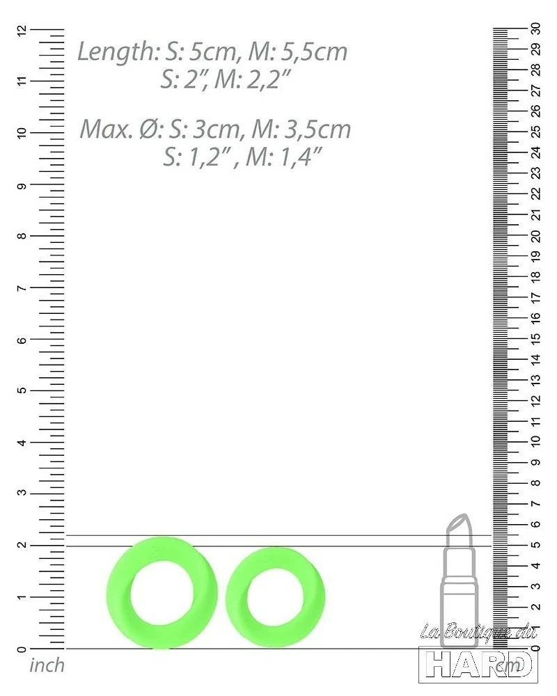 Ouch! Glow Lot De 2 Cockrings Phosphorescents Glow Ring 33mm 7 Ouch! Glow Lot De 2 Cockrings Phosphorescents Glow Ring 33mm – Image 5