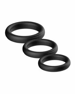 FUKR Lot De 3 Cockring Silicone Set Ring Noirs -Cockrings Flexibles Soldes Boutique lot de 3 cockring silicone set ring noirs 3