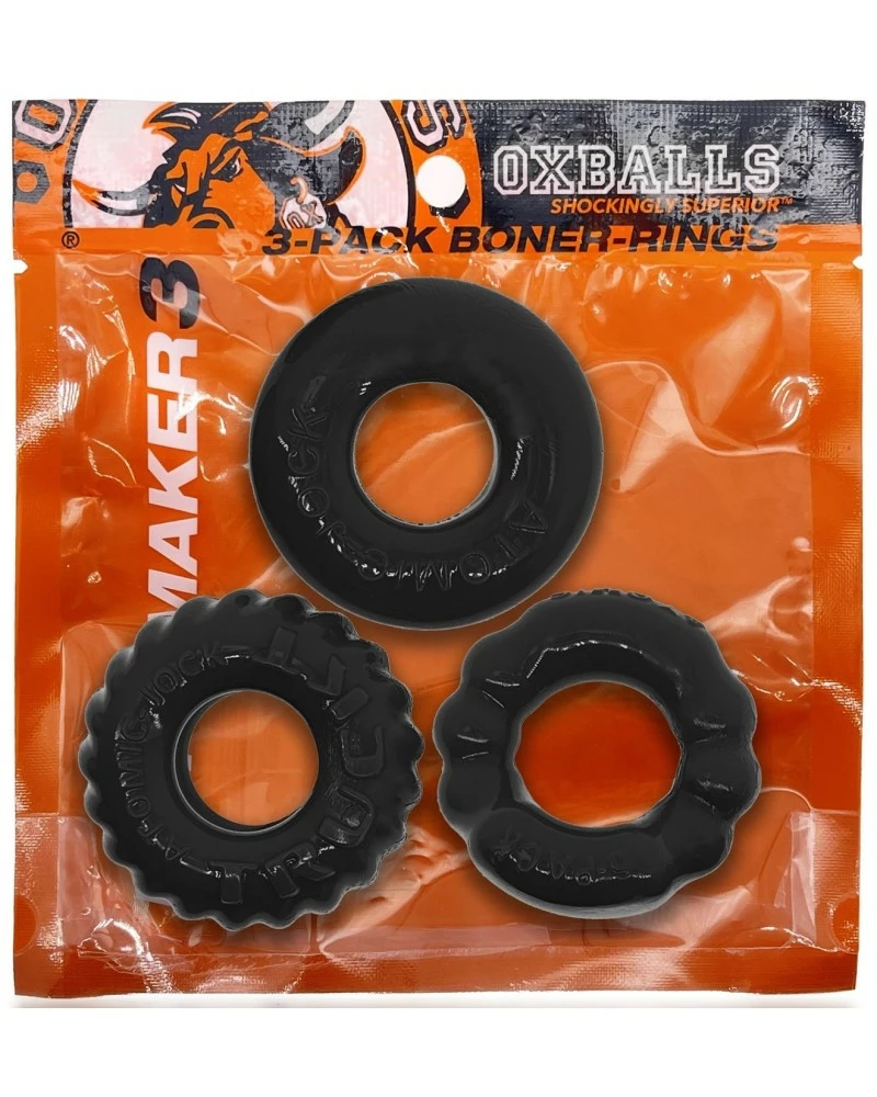 Oxballs Lot De 3 Cockrings Bonemaker Noirs 4 Oxballs Lot De 3 Cockrings Bonemaker Noirs – Image 2