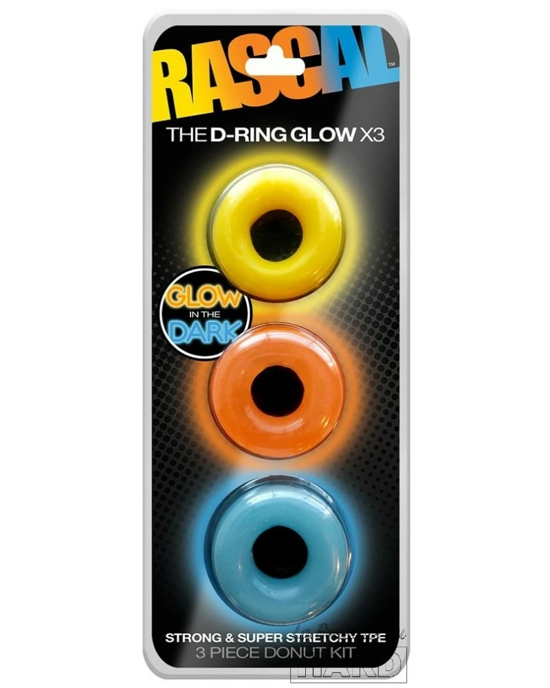 Boneyard Lot De 3 Cockrings Colorés D-Ring Glow 4 Boneyard Lot De 3 Cockrings Colorés D-Ring Glow – Image 2
