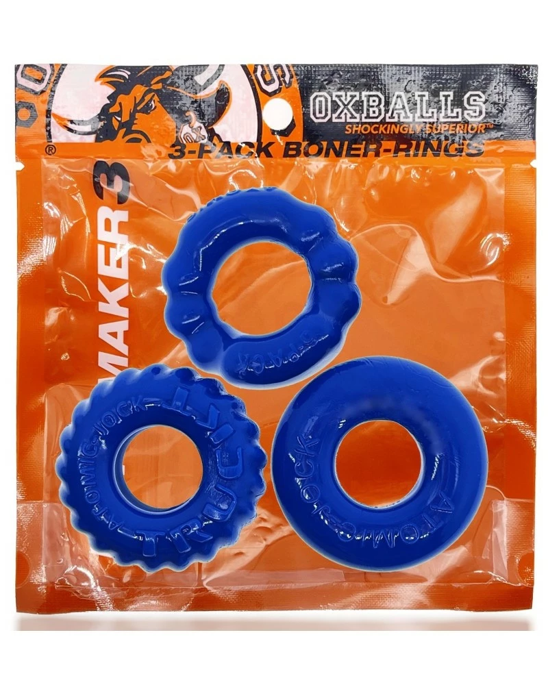 Lot De 3 Cockrings Oxballs Bonemaker Bleu 4 Lot De 3 Cockrings Oxballs Bonemaker Bleu – Image 2