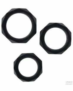 Manpower Lot De 3 Cockrings Silicone Power Halo Noirs
