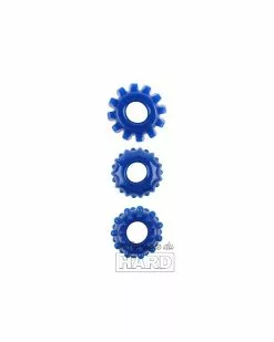 GK Power Lot De 3 Cockrings Souples Gear Up Bleus