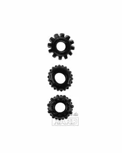 GK Power Lot De 3 Cockrings Souples Gear Up Noirs