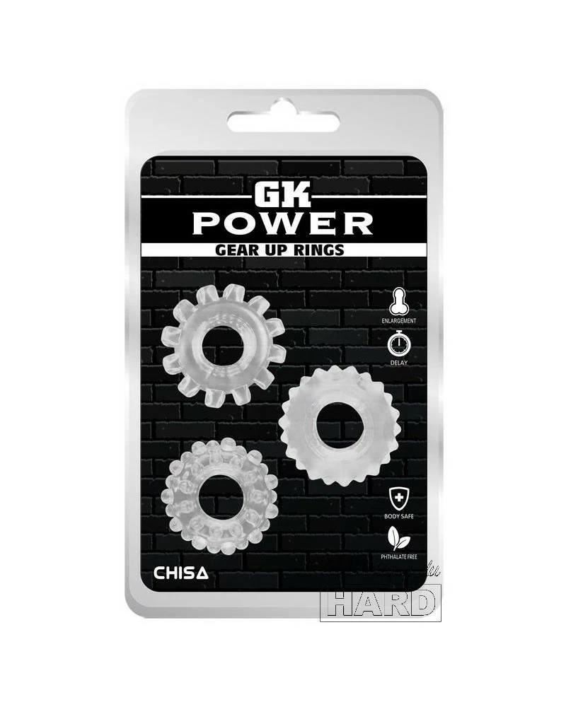 GK Power Lot De 3 Cockrings Souples Gear Up Transparents 4 GK Power Lot De 3 Cockrings Souples Gear Up Transparents – Image 2
