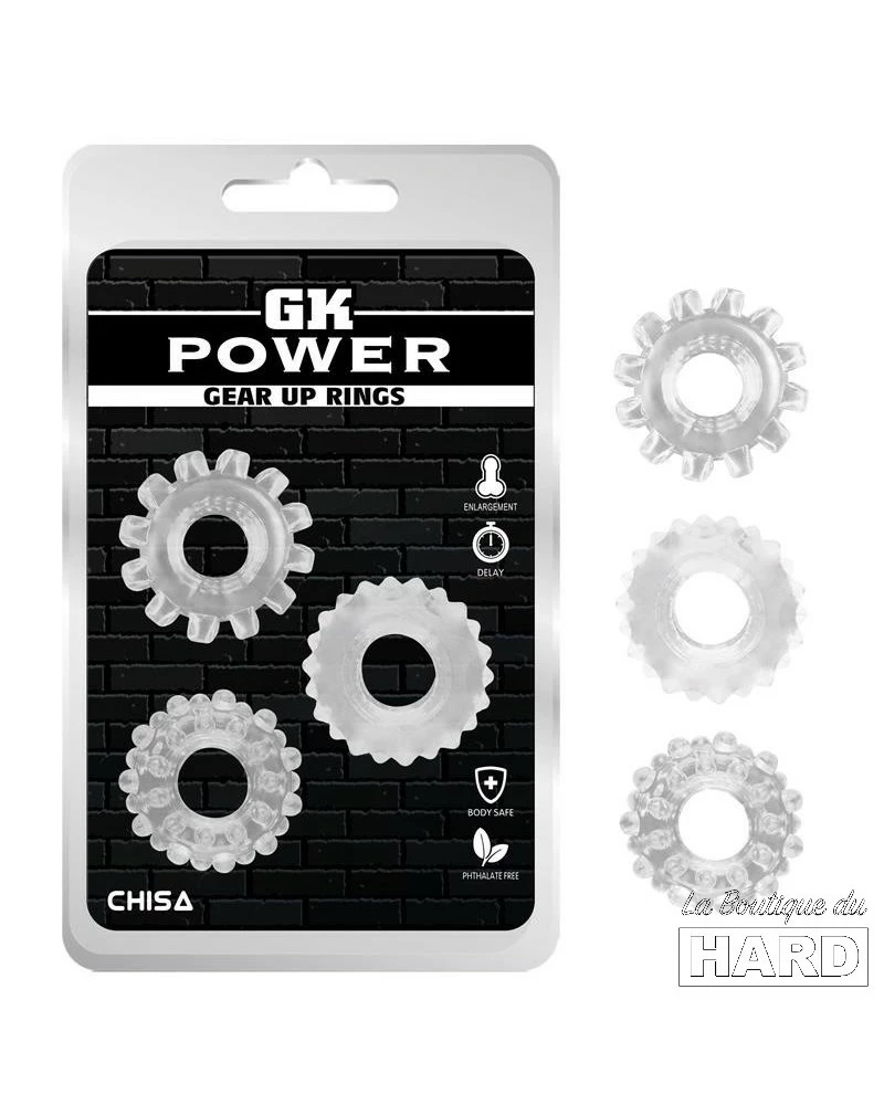 GK Power Lot De 3 Cockrings Souples Gear Up Transparents 5 GK Power Lot De 3 Cockrings Souples Gear Up Transparents – Image 3