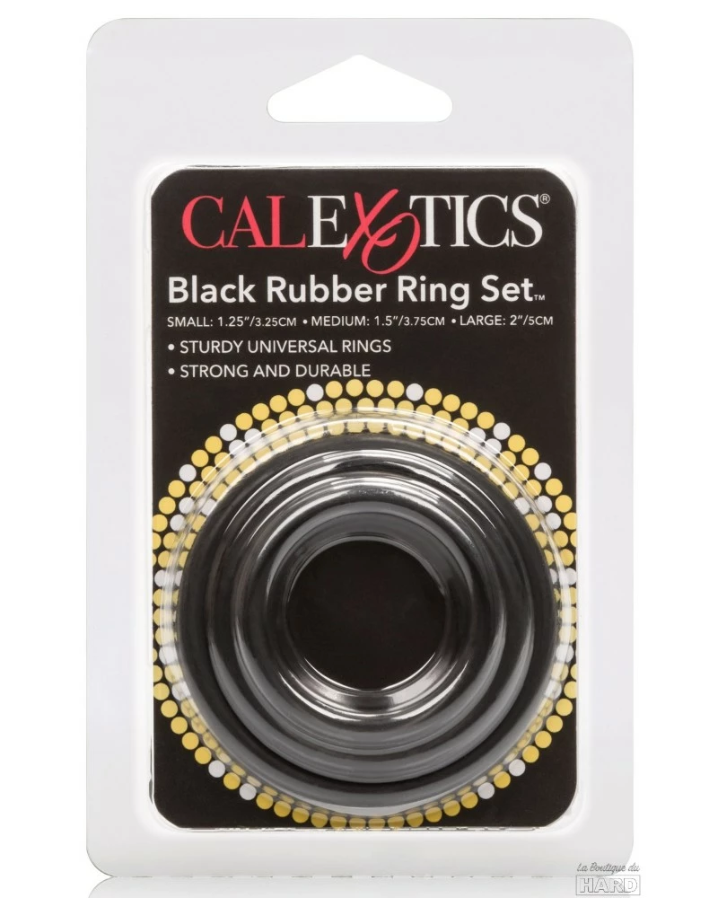 CalExotics Lot De 3 Cockrings Souples Rubber Rings Noir 4 CalExotics Lot De 3 Cockrings Souples Rubber Rings Noir – Image 2