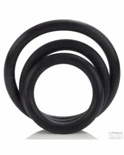 CalExotics Lot De 3 Cockrings Souples Rubber Rings Noir