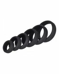 Generique Lot De 6 Cockrings Silicone Hyperion Noir