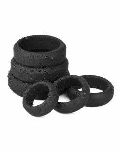 Generique Lot De 6 Cockrings Silicone Hyperion Noir -Cockrings Flexibles Soldes Boutique lot de 6 cockrings silicone hyperion noir 3