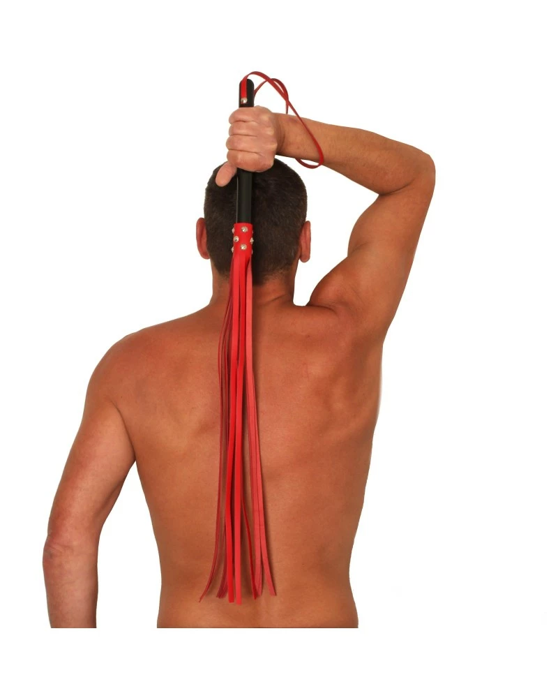 The Red Martinet Long Lanières En Cuir Et Manche En Bois 80cm Rouge-Noir 5 The Red Martinet Long Lanières En Cuir Et Manche En Bois 80cm Rouge-Noir – Image 3