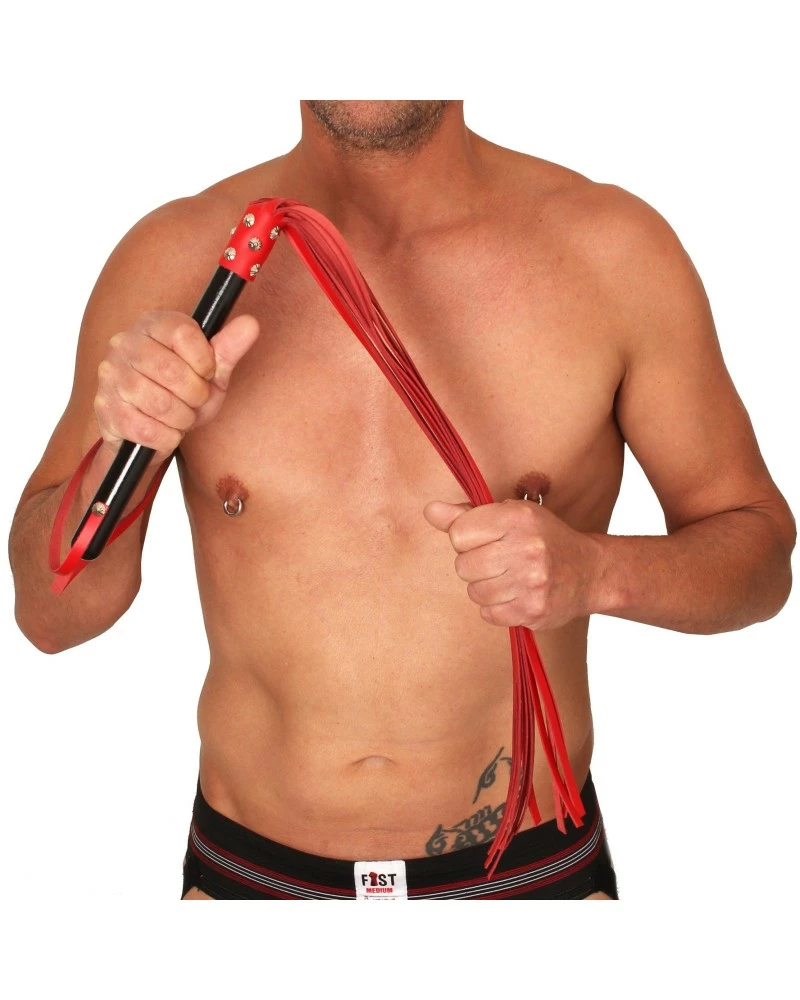 The Red Martinet Long Lanières En Cuir Et Manche En Bois 80cm Rouge-Noir 3 The Red Martinet Long Lanières En Cuir Et Manche En Bois 80cm Rouge-Noir