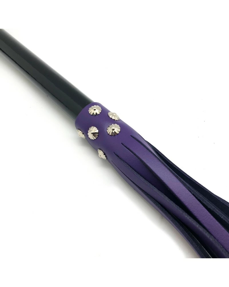 The Red Martinet Long Lanières En Cuir Et Manche En Bois 80cm Violet-Noir 5 The Red Martinet Long Lanières En Cuir Et Manche En Bois 80cm Violet-Noir – Image 4