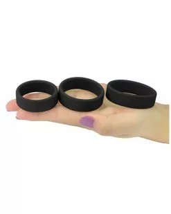 Love Toy Pack De 3 Cockrings Silicone SiliRing Noirs -Cockrings Flexibles Soldes Boutique pack de 3 cockrings silicone siliring noirs 2