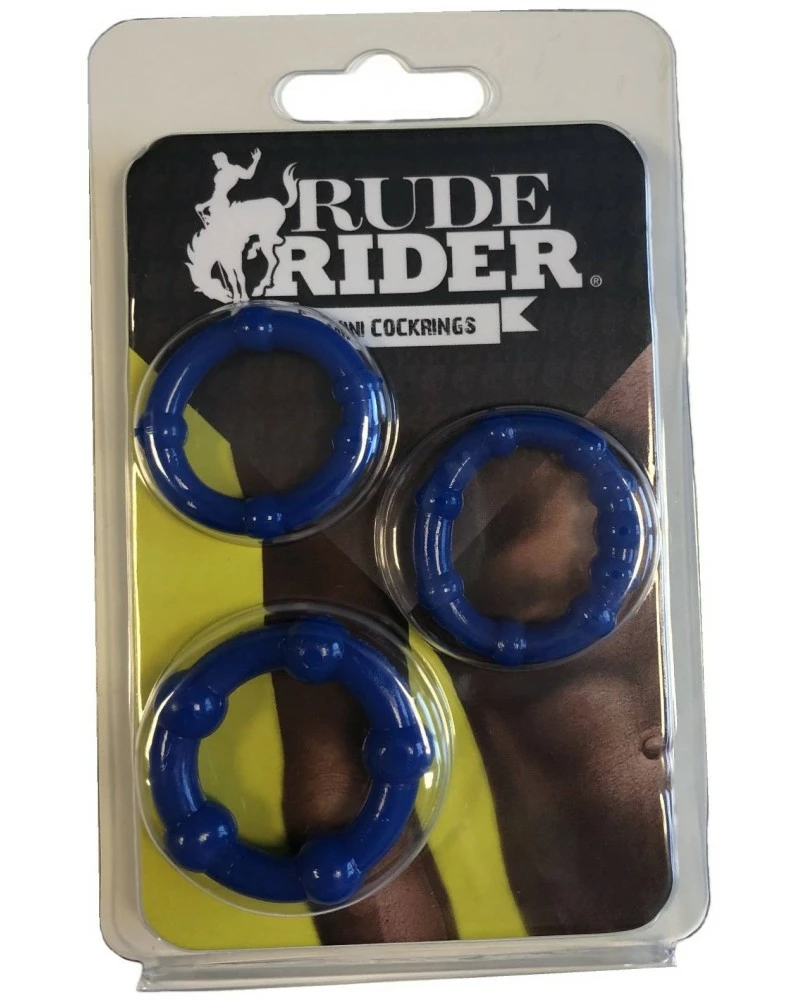 Rude Rider Pack De 3 Mini Cockrings Souples Bleus 4 Rude Rider Pack De 3 Mini Cockrings Souples Bleus – Image 2