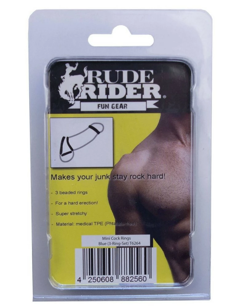 Rude Rider Pack De 3 Mini Cockrings Souples Bleus 6 Rude Rider Pack De 3 Mini Cockrings Souples Bleus – Image 4