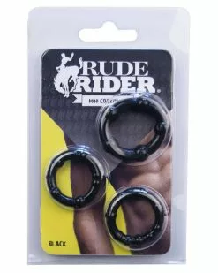 Rude Rider Pack De 3 Mini Cockrings Souples Noirs -Cockrings Flexibles Soldes Boutique pack de 3 mini cockrings souples noirs 1
