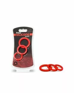 SET 3 COCKRING SILICONE ROUGE- TITUS -Cockrings Flexibles Soldes Boutique set 3 cockring silicone rouge titus 3