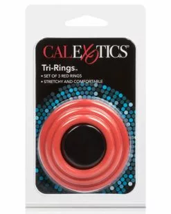 CalExotics Tri-Rings Cockring Rouge -Cockrings Flexibles Soldes Boutique tri rings cockring rouge 2