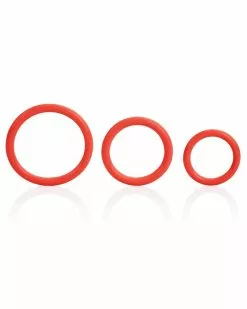 CalExotics Tri-Rings Cockring Rouge -Cockrings Flexibles Soldes Boutique tri rings cockring rouge 3